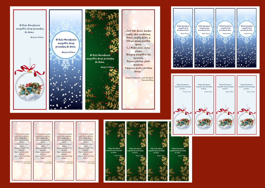 Boże Narodzenie – zakładki do książek – zakładka – biblioteka – świetlica – wersja 2