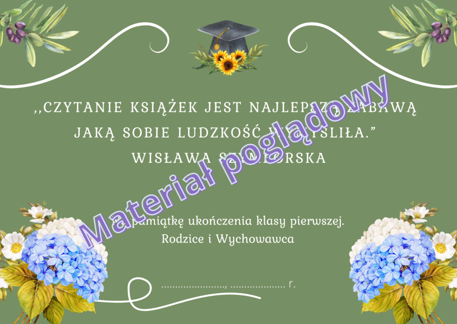 Wkładki do książek dla klas 1-8 na zakończenie roku szkolnego. Wzór 3