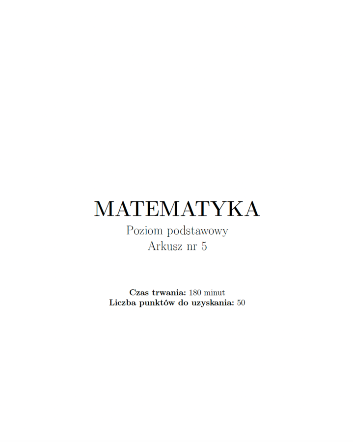 Arkusz maturalny nr 5 z matematyki
