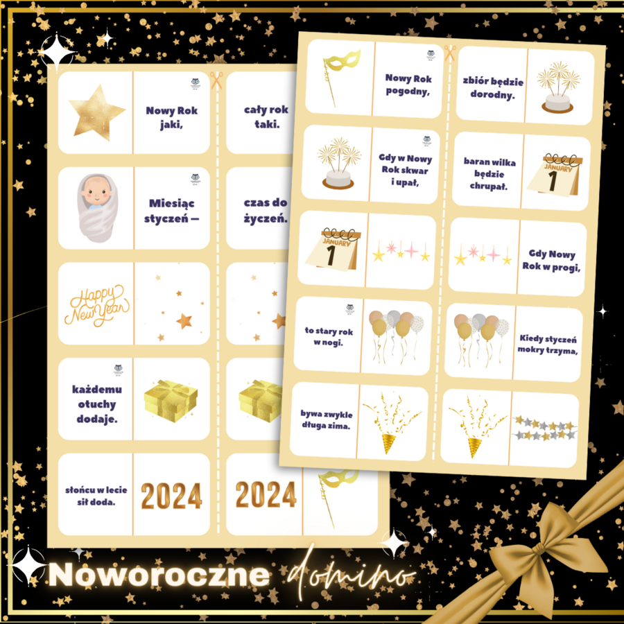 Noworoczne domino. Przysłowia. Nowy Rok. Sylwester