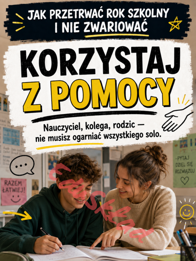 „Jak przetrwać rok szkolny i nie zwariować” – gazetka korytarzowa dla uczniów