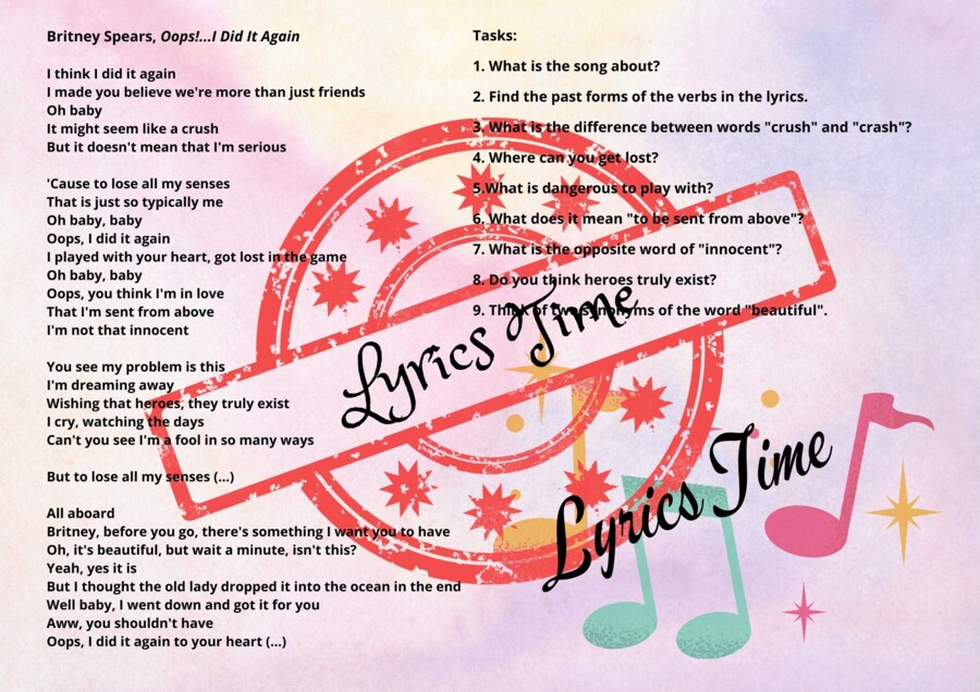 Lyrics Time: Britney Spears - Oops! I did it again