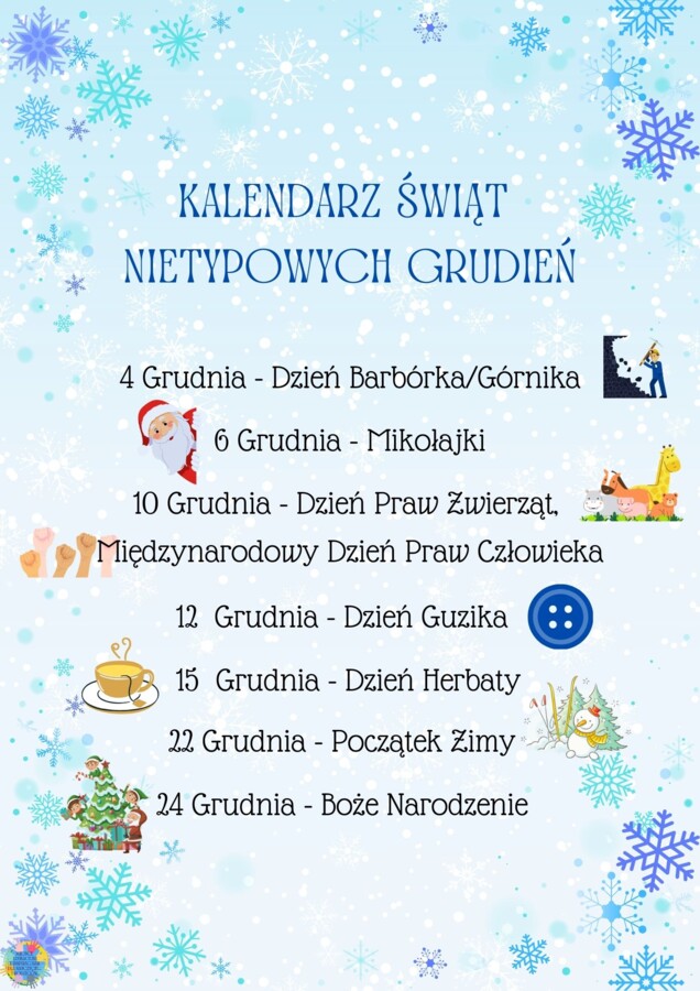 PAKIET MATERIAŁÓW NA GRUDZIEŃ WEDŁUG KALENDARZA ŚWIĄT I DNI NIETYPOWYCH.