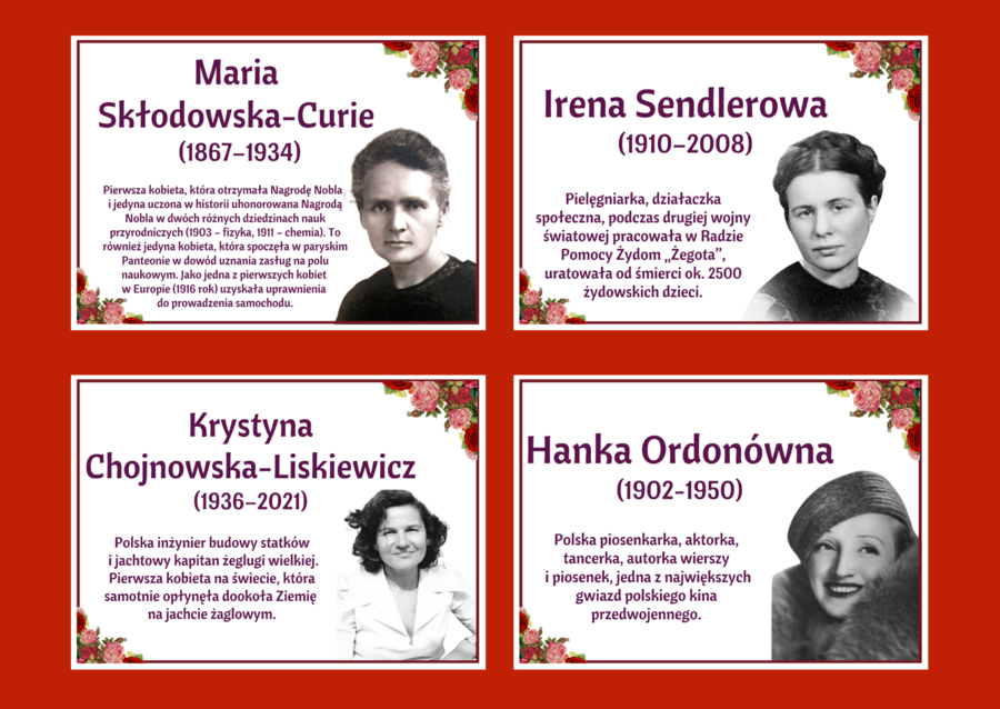 DZIEŃ KOBIET - – gazetka - SŁAWNE POLKI – biblioteka – świetlica – 24 strony – wersja 3