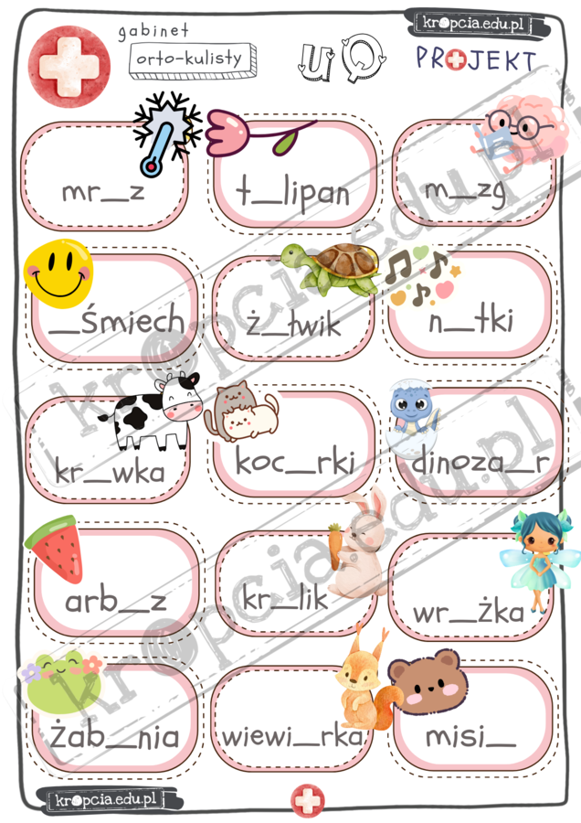 PROJEKT Pogotowie Ortograficzne GABINET ORTO-kulisty ćwiczenia i zadania