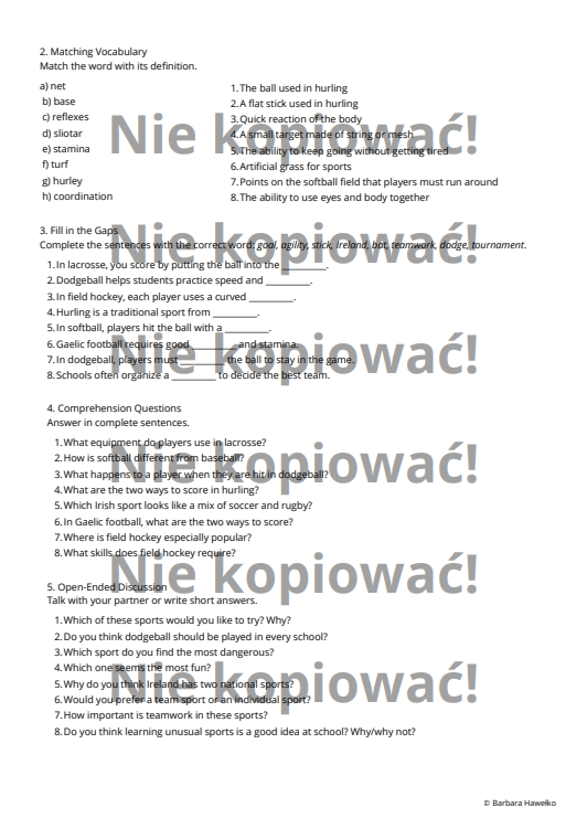 Rare Sports - reading comprehension B1 + Present Simple and Continuous practice