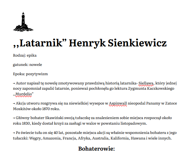 Opracowanie ,,Latarnik"