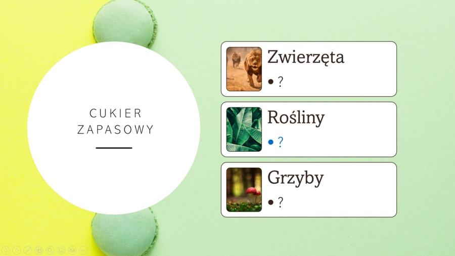 Fiszki na slajdach - BIOLOGIA - Temat: Skład chemiczny. Cukry