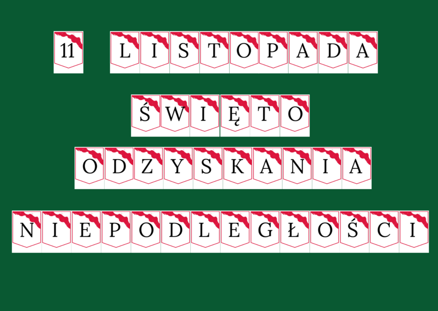 11 LISTOPADA - Święto Odzyskania Niepodległości- – biblioteka – świetlica – GIRLANDA – gazetka