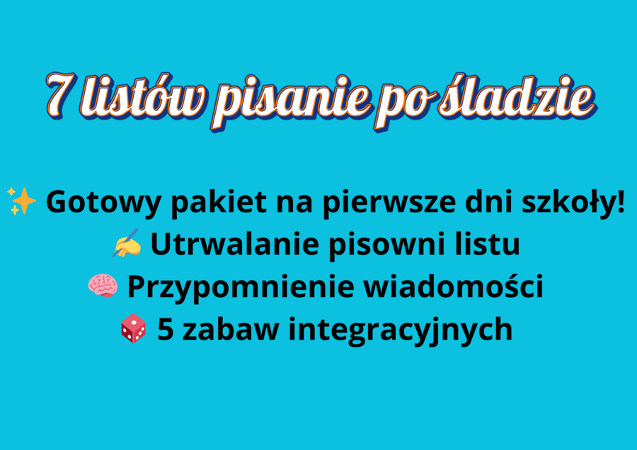 ✉️ Listy z wakacji – pakiet na początek roku - 7 listów pisanie po śladzie, propozycja 5 zabaw integracyjnych.