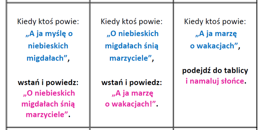 Zabawa integracyjna "Kiedy ktoś powie..."