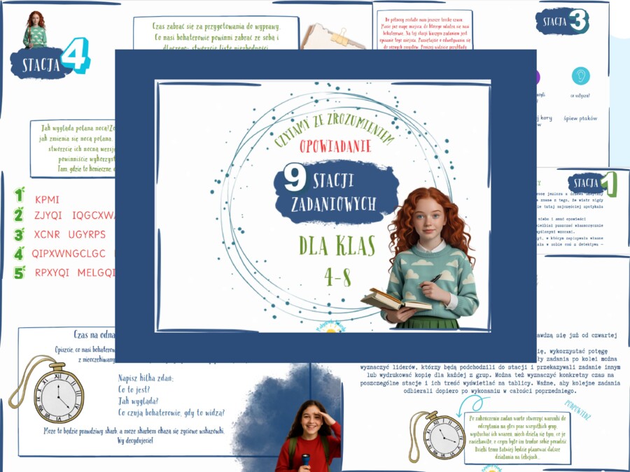 Stacje zadaniowe- czytanie ze zrozumieniem i tworzenie ciągu dalszego opowiadania.