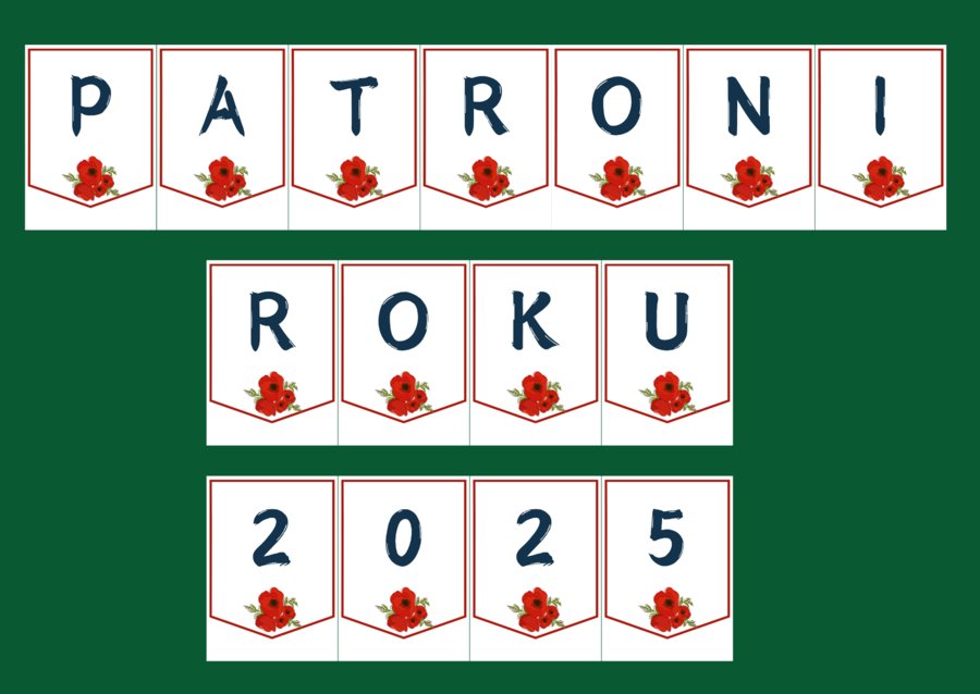 PATRONI ROKU 2025 – girlanda – biblioteka – język polski – wersja 1