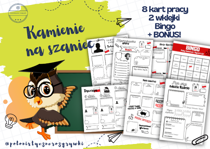 Kamienie na szaniec. Zestaw kart pracy. Bingo