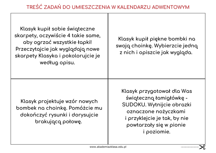 KALENDARZ ADWENTOWY - niesamowita świąteczna przygoda dla klas 2 i 3!