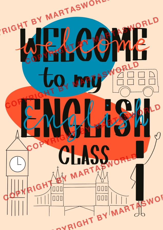 ✨ Welcome to my English class! ✨ - ręcznie rysowana, kolorowa wklejka📖✏️