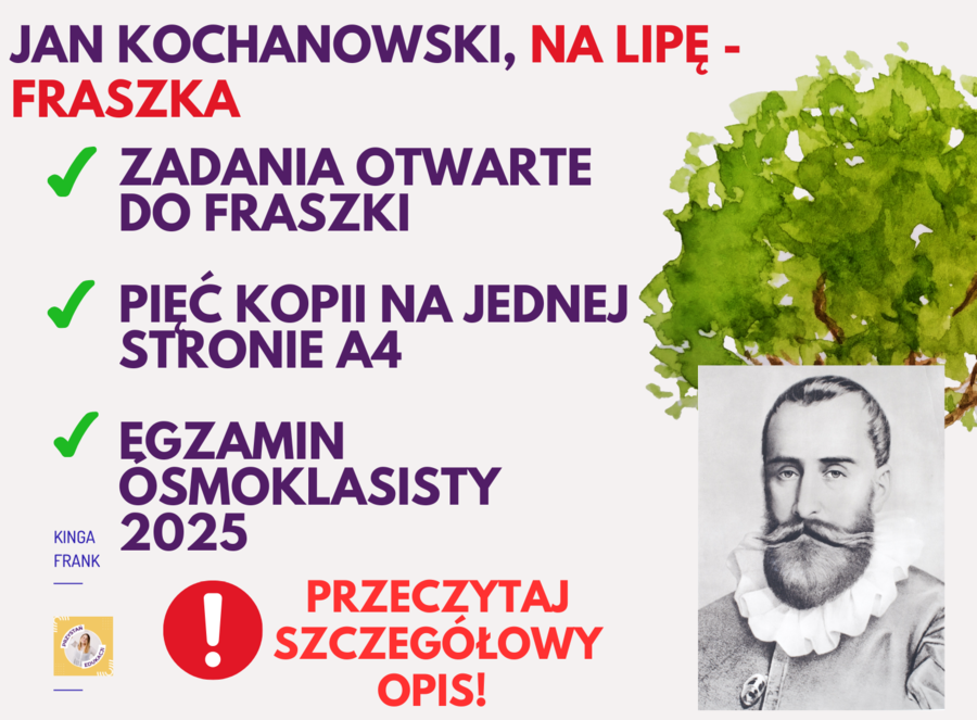 ✍️ Jan Kochanowski, Na lipę – fraszka, egzamin ósmoklasisty, zadania ✔️