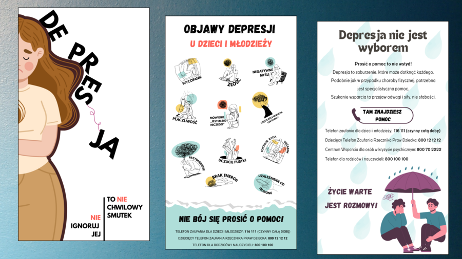 Plakaty o depresji do szkoły i gabinetu nauczycielskiego – edukuj, wspieraj, reaguj!