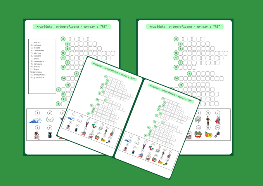 KRZYŻÓWKA obrazkowa – ortografia – RZ - ćwiczenia redakcyjne