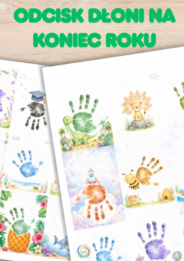 ODCISK DŁONI NA KONIEC ROKU - ZESTAW KREATYWNYCH KART DLA DZIECI