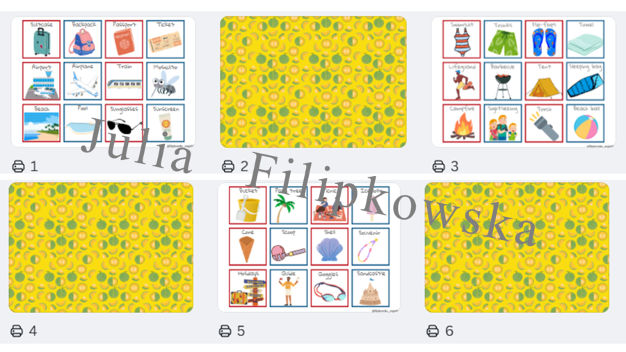 Summer holidays / Lato / Wakacje / Memory/ Gra/ Gra językowa/ Karty obrazkowe/ Zabawa/ Dzieci/ Warm-up/ Rozgrzewka/ Słownictwo/ SP 1-3/ SP 4-6/ SP 4-8/ SP 8