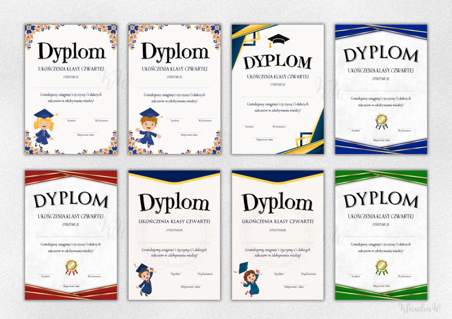 Dyplomy Ukończenia Klasy Czwartej - zestaw