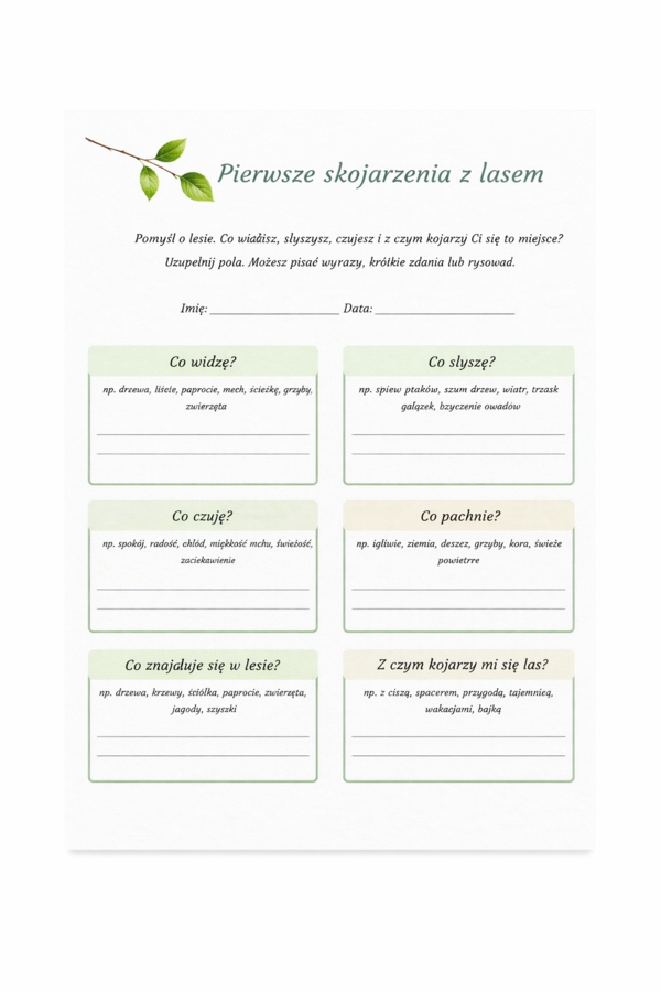 Pierwsze skojarzenia z lasem [Karta pracy]