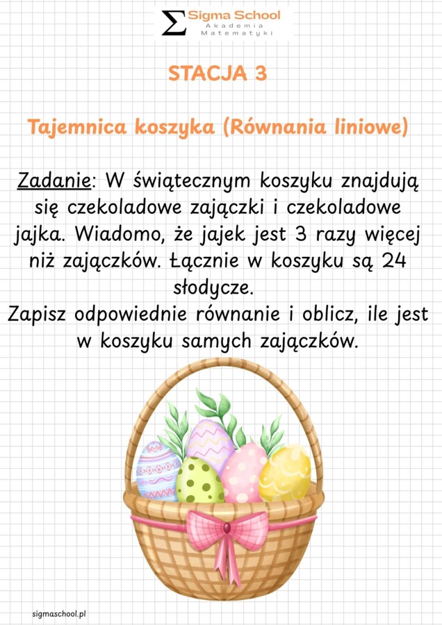 Wielkanocna Stacja Zadaniowa: Matematyczne Poszukiwania Zajączka - Klasa 6