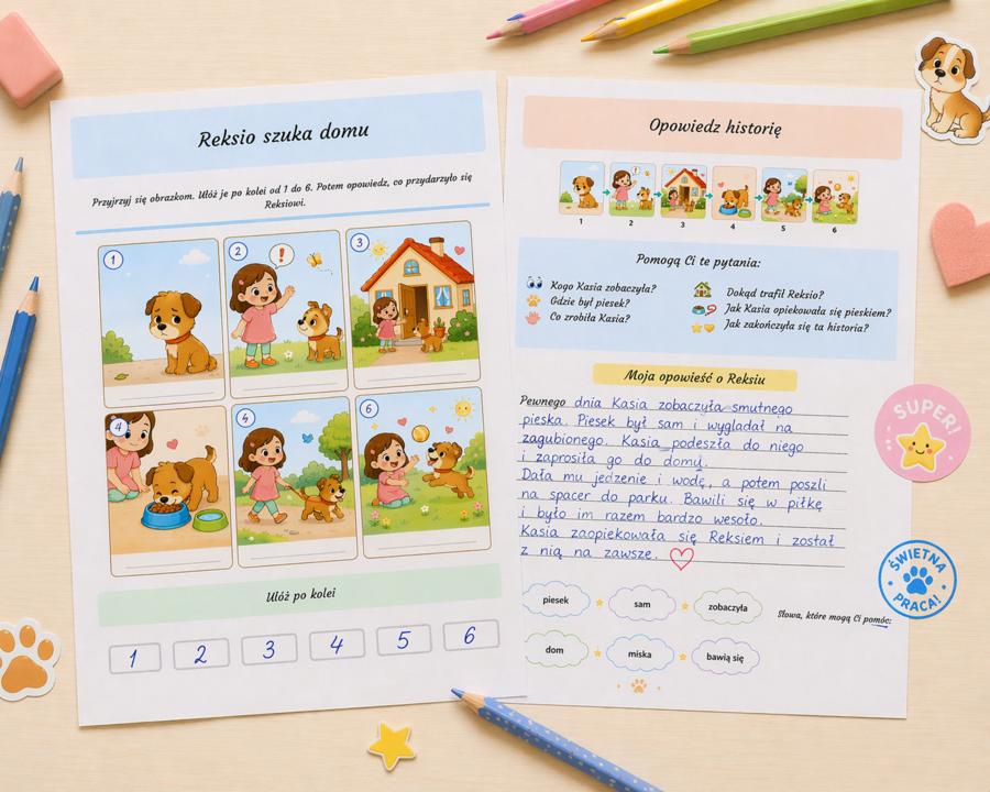 Reksio szuka domu. Historyjka obrazkowa