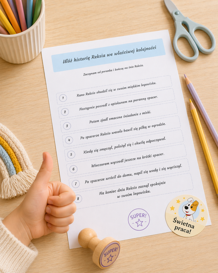 Dzień z życia Reksia. Układanie wydarzeń.