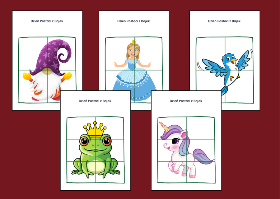DZIEŃ POSTACI Z BAJEK – biblioteka – świetlica – przedszkole - UKŁADANKA - układanki - puzzle - 10 szt.