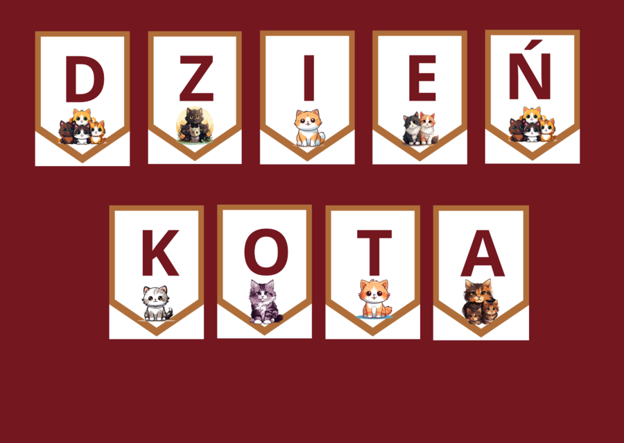 DZIEŃ KOTA – girlanda – napis – 2 wersje – gazetka