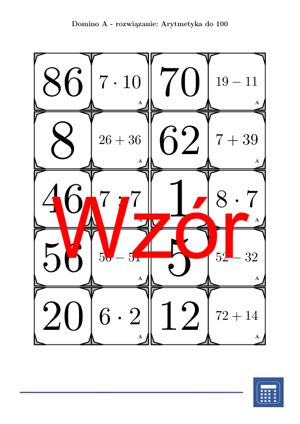 Domino - Arytmetyka do 100 | matematyka