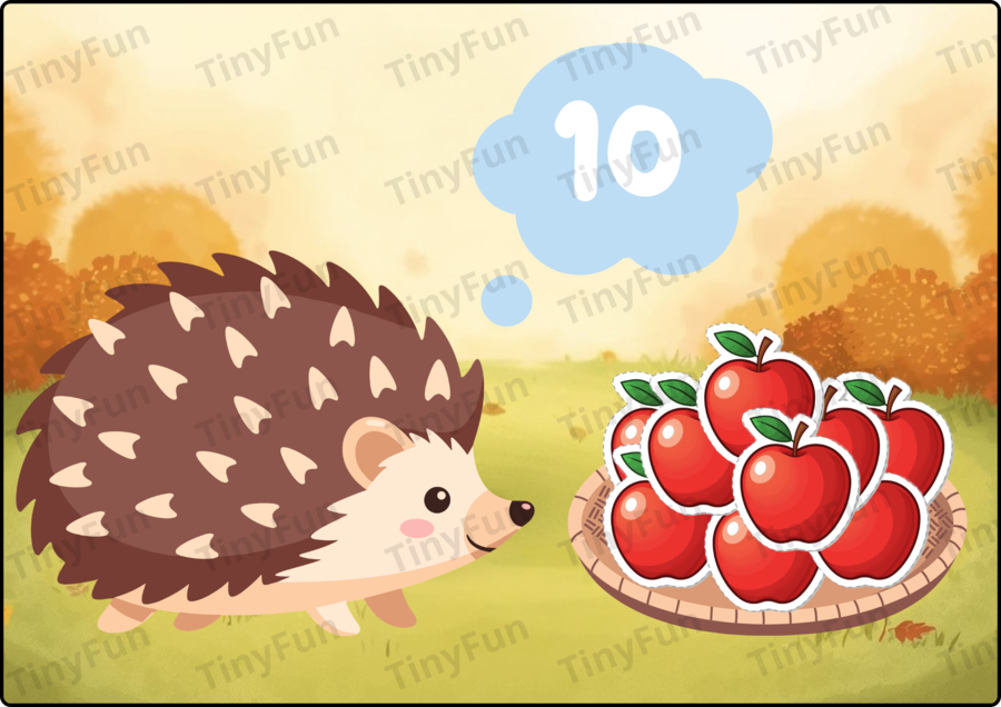 O czym myśli jeżyk? – liczenie jabłek | gra matematyczna dla dzieci