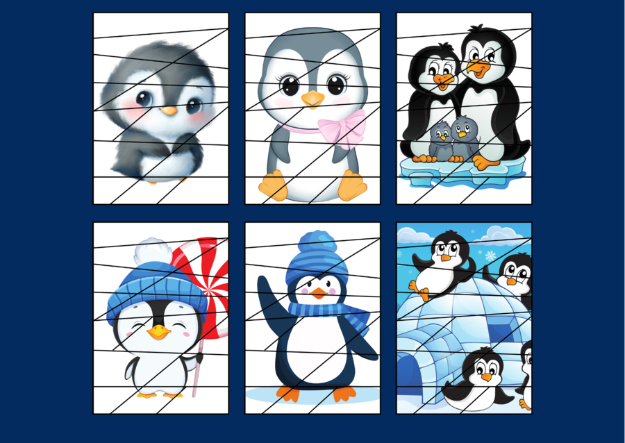 DZIEŃ PINGWINA – Dzień Wiedzy o Pingwinach – puzzle – biblioteka - przedszkole - świetlica - 11 wersji