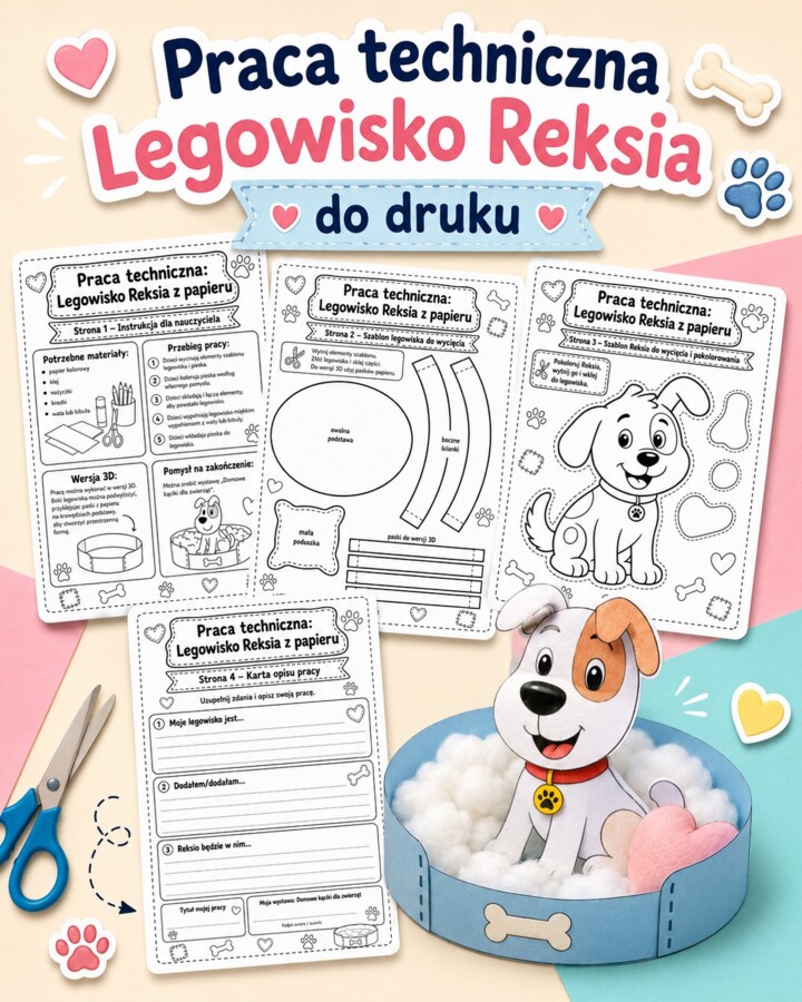Legowisko Reksia z papieru