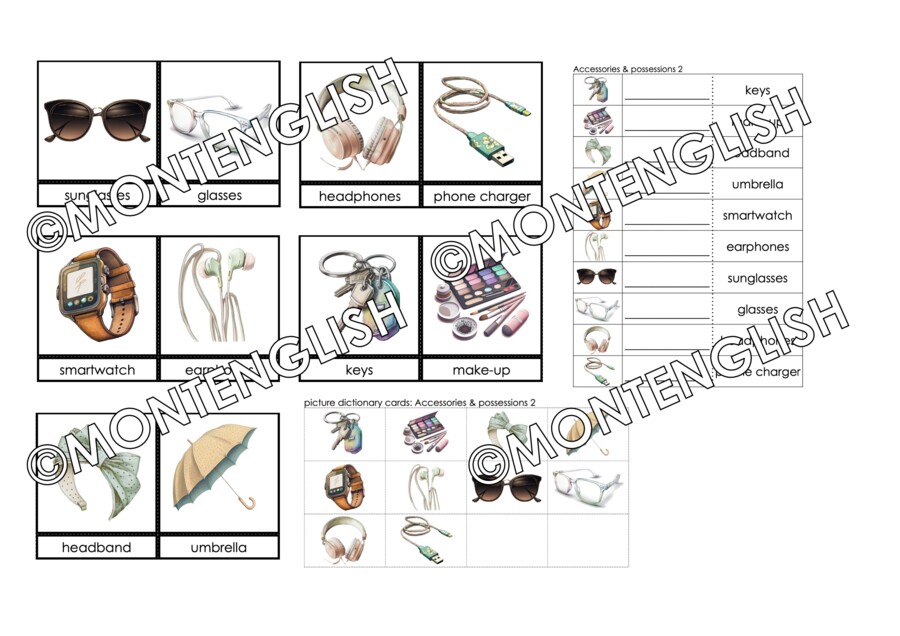 Zestaw kart obrazkowych: ACCESSORIES and PERSONAL POSSESSIONS SET 2