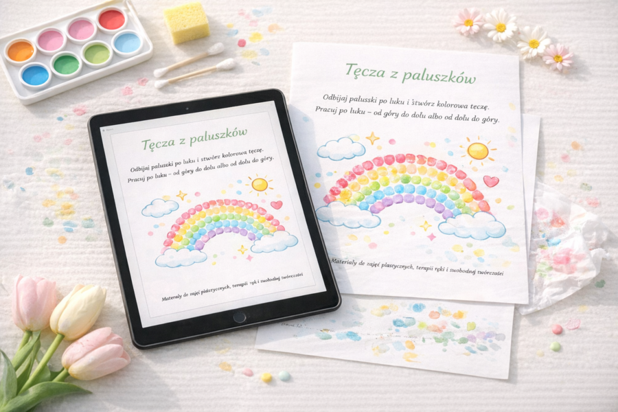 Wiosenne ślady paluszków – malowanki sensoryczne