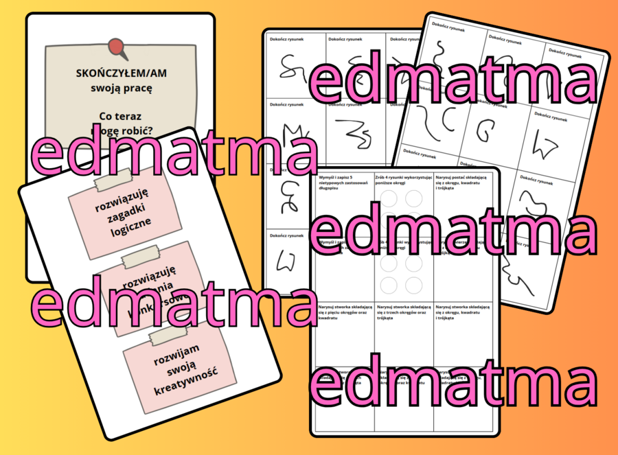 Napisy "skończyłem swoją pracę" + zadania kreatywne