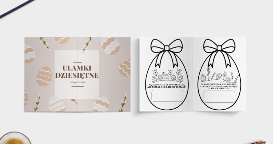 Odejmowanie ułamków dziesiętnych - girlanda wielkanocna