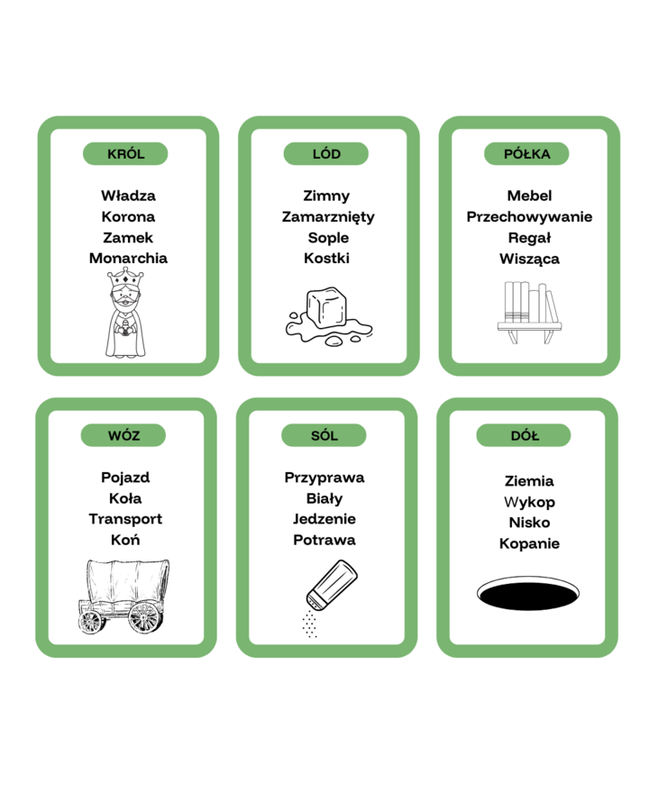 Taboo ortograficzne "ó" i "u"- zestaw 24 kart.