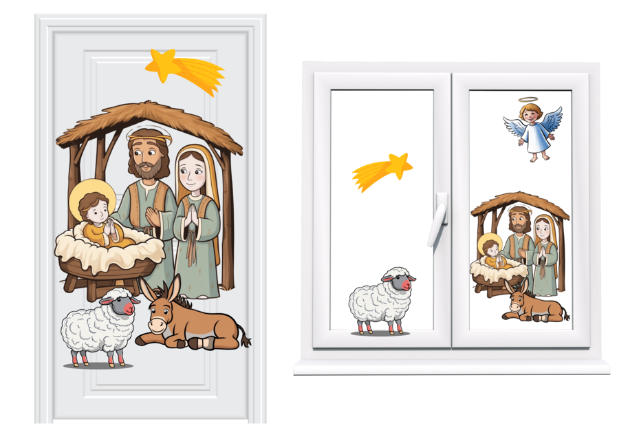 Ozdoba bożonarodzeniowa, stajenka na drzwi/okno/gazetka szkolna