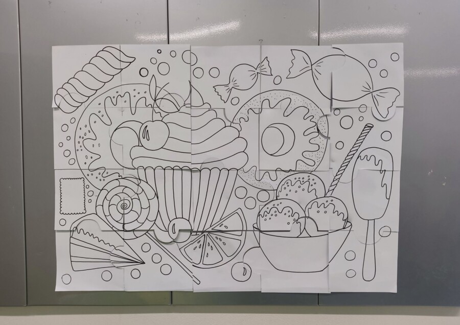 Tłusty czwartek - słodkości, kolorowanka XXL- puzle