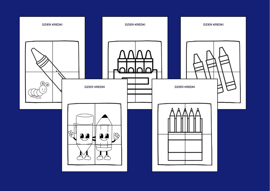 DZIEŃ KREDKI – biblioteka – świetlica – przedszkole - UKŁADANKA - układanki - puzzle - kolorowanka - 10 szt.