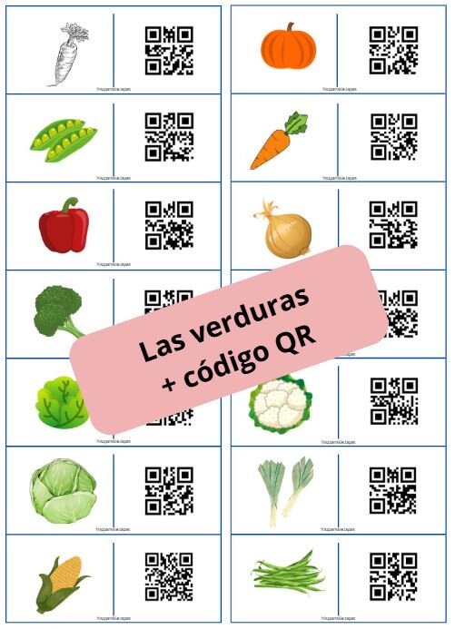 Domino obrazkowe z kodami QR! (Las verduras-warzywa)