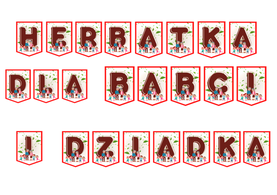 Herbatka dla Babci i Dziadka (Dziadzia) - Napis/Girlanda