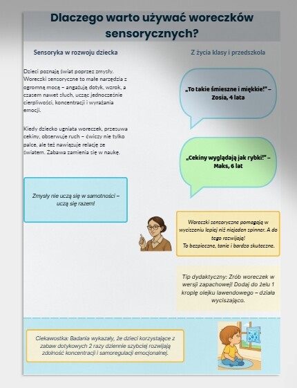 Zabawy sensoryczne: deszczowe woreczki sensoryczne (woda, żel, krople).