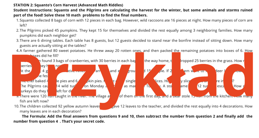 Thanksgiving Day- Stacje dydaktyczne