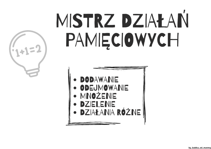 Mistrz działań pamięciowych - klasa 4