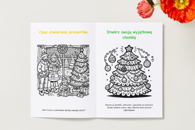 Kolorowanki. Prezenty. Postacie świąteczne. Motywy świąteczne